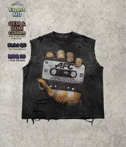 T-shirt Senza Maniche con Stampa Personalizzata Effetto Invecchiato e Grafica del Club di Calcio Arsenal, Canotta Vintage Streetwear per Tifosi - Product Image 1