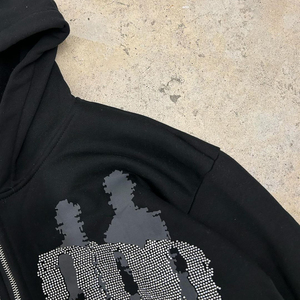 Chándal personalizado con estampado gráfico de diamantes de imitación, chándal de 2 piezas, pantalones de chándal acampanados con contraste de Color, sudadera con cremallera y conjunto de Jogger para hombre - Product Image 4