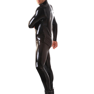 Traje Zentai de Vinilo PU Negro Brillante, Traje Ajustado de Cuerpo Entero, Manga Larga, Disfraz para Fiesta, Cosplay - Product Image 1