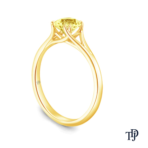 Bague solitaire en or 18 carats, élégante et moderne, avec saphir jaune et diamant, design ruban entrelacé - Product Image 4