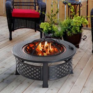 Foyer en fer sûr à utiliser avec structure soudée traditionnelle et bol à flamme profonde conçu pour les feux extérieurs - Product Image 1