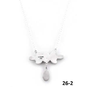 Collier fait main style sud-ouest en argent sterling et pierres turquoise, avec fleurs, ancres et perles numérotées, chaînes classiques pour cadeaux - Product Image 4