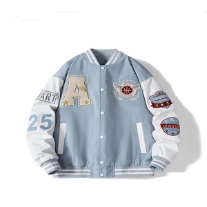 Veste de baseball personnalisée en laine noire avec manches en cuir blanc à boutons bon marché-Nouvelle veste universitaire de style le plus récent pour hommes à la mode OEM - Product Image 5