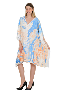 Manga corta elegante y Sexy ropa de vacaciones mujeres Kaftan Caftan fiesta encaje Bikini playa Camiseta tipo cubrir vestido de tamaño libre - Product Image 2