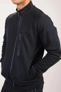 Conjunto de chándal de ropa deportiva para hombre al por mayor-Conjunto de chándal de dos piezas con cremallera y logotipo personalizado a precio económico Slim Fit Ligero - Product Image 4