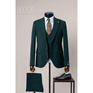 Elegante traje ajustado transpirable con cuello en V para hombre 80% lana 20% poliéster cómodo traje Formal - Product Image 1
