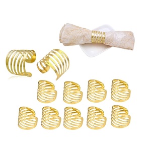 Rond de serviette en métal au design merveilleux avec décoration de table de restaurant et de mariage fini en or Rond de serviette brillant - Product Image 5