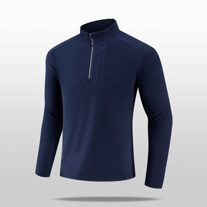 Haut de sport pour homme, manches longues, fermeture éclair sur le devant, logo personnalisé, décontracté, à carreaux, séchage rapide, doublure d'hiver, 340 grammes - Product Image 6