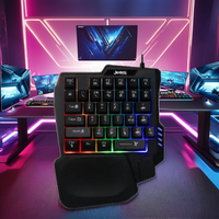 Clavier souris de jeu lumineux à une main avec repose-poignets rétroéclairé par LED 35 touches contrôleur de jeu ergonomique pour ordinateur PC