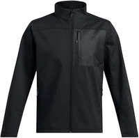 Veste décontractée pour homme en softshell imperméable pour l'hiver avec fermeture éclair, coupe classique, en noir, col rond, coupe-vent, tissu respirant