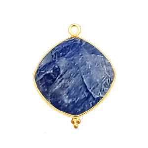 925 Sterling Silver Fancy Bezel Cushion Sapphire Gemstone Fancy Bezel Gold Vermeil Charm Pendant Wholesale Jewelry