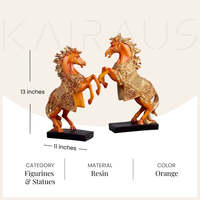 Statue de cheval orange Feng Shui artisanale en résine, motif animalier, décoration de table pour le Nouvel An chinois
