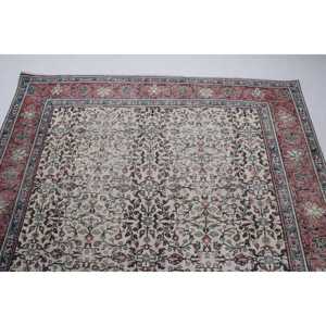 พรมตุรกีวินเทจขนาด 6.1x9.2 ฟุต พรมขนาดใหญ่ พรมขนสัตว์สีแดง - Product Image 5