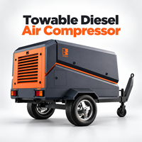 Compresseur d'air diesel portable haute pression 180 CV 15 bars, compresseur à vis rotatif mobile pour forage de roche DTH