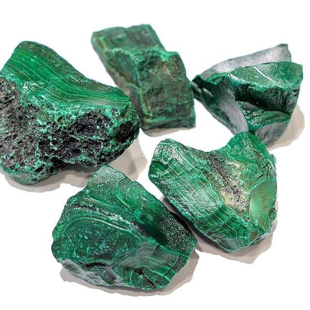 Natural Malachite Rough Raw Crystal Healing Stone Bulk Lot for Jewelry Making Reiki Energy Home Decor Pyramids Pattern Handmade