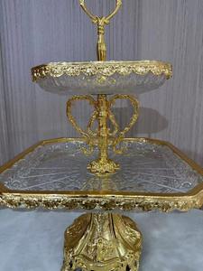 Plateau de fruits moderne et attrayant en cristal et plaqué or pour la décoration de mariage ou de fête d'hôtel à la maison - Product Image 3