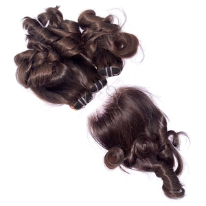 Paquetes de color marrón con punta ondulada de cabello crudo de alta calidad con cierre para hacer pelucas de cabello vietnamita real - Product Image 3