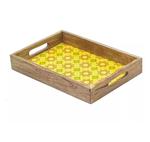 Bandejas de servicio decorativas impresas y de madera Impreso y natural Venta completa Forma redonda y tamaño personalizado - Product Image 5