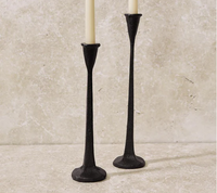 Axiom Home Accents Ensemble de porte-bougies coniques en fonte faits à la main, Décoration moderne style ferme, Couleurs noir/doré/argent, Décoration intérieure