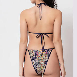 Luxury European American <b>Triangle</b> Beach <b>Bikini</b> Custom Swimwear Women's One-Piece Spandex/Nylon Quick Dry Plunge Neck High - Product Image 6