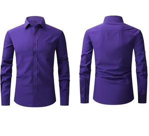 Camisa de vestir para hombre Casual Slim Fit Camisas de vestir de negocios formales de alta calidad Color sólido Transpirable Venta caliente - Product Image 1