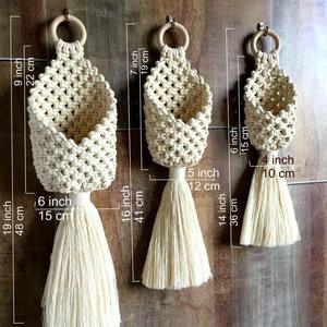 Porte-plante suspendu en macramé fait main bohème, écologique, auto-adhésif pour la décoration de plantation en intérieur - Product Image 3