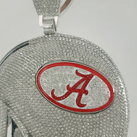 Pendentif Casque Alabama en Argent Sterling 925 Plaqué Or 14K et Rhodium, Moissanite Taille Brillant, Style Hip Hop pour Homme, Breloque Football