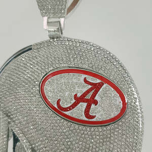 Pendentif Casque Alabama en Argent Sterling 925 Plaqué Or 14K et Rhodium, Moissanite Taille Brillant, Style Hip Hop pour Homme, Breloque Football - Product Image 5