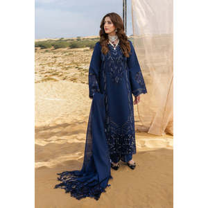 Ensemble 3 pièces Rang Rasiya : Chemises en mousseline brodées découpées au laser et dupatta, avec pantalon brodé en tissu Khadi Net - BIC-4773 - Product Image 5