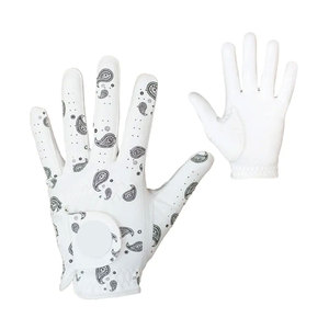 Gant de golf blanc personnalisé avec logo imprimé et motif Paisley, main droite, antidérapant, à enfiler, unisexe, pour le sport - Product Image 1