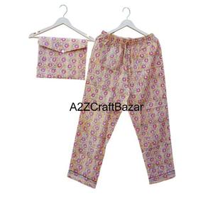 Conjunto de Pijama de Manga Corta para Mujer, 100% Algodón, Estampado Floral Digital, Cierre con Cordón, Tejido de Punto, Lavable a Máquina - Product Image 3