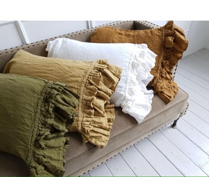 Frilled gối sham Linen gối Trường hợp với Ruffle tiêu chuẩn Nữ Hoàng Vua EUR tùy chỉnh kích thước Linen gối Bìa Hữu Cơ Linen slipcover - Product Image 1