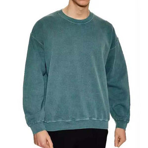 Sweat-shirts pour hommes en coton 100% en gros, lavage à l'acide, 380GSM, poids lourd, col rond, uni, surdimensionné, impression numérique, vêtements d'hiver - Product Image 5