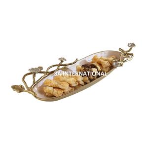 ถาดเสิร์ฟอาหาร ผลไม้ กาแฟ หรือช็อคโกแลต ถาดเสิร์ฟขนมหวาน ถาดโลหะ สำหรับร้านอาหาร คาเฟ่ โรงแรม ถาดเสิร์ฟเค้ก - Product Image 1