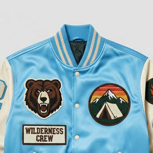 Fournisseurs directs d'usine, veste universitaire en satin pour hommes, produit très vendu, veste de baseball en broderie chenille pour homme - Product Image 4