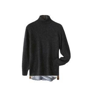Suéter de cuello alto para hombre, informal, de punto holgado, con logo frontal, para invierno - Product Image 2