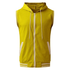 Sudadera con capucha sin mangas personalizada de algodón 100% lavado, gruesa, pesada, lisa, con cremallera, para gimnasio, deportes y fitness, para invierno y verano, al por mayor - Product Image 5