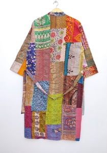 Chaqueta Kantha de algodón, ropa de mujer, bata hecha a mano, abrigo Kantha cosido a mano con bolsillo, rayas acabadas de invierno - Product Image 5