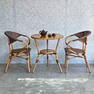 CBCF309 Outdoor Durable <b>Aluminum</b> <b>Table</b> and Chair Set Rustic Rattan-Look for Garden or Warehouse Dining Made of Polyester - Product Image 2
