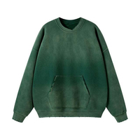Sudadera con capucha de invierno para hombre, personalizada, de poliéster/algodón de alto gramaje, con lavado vintage, lavado ácido, bordado de pedrería y estampado animal