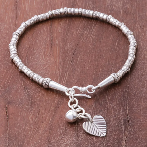 Wholesale Bulk Price Jewelry Boho Minimalist Design <b>Silver</b> Beaded Heart <b>Charm</b> <b>Bracelet</b> Fashion Jewelry <b>For</b> Her - Product Image 4