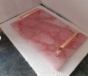 Bandeja de cuarzo rosa Natural con moldura dorada para granja, con asas bandeja de servicio, la mejor calidad, gran oferta - Product Image 5