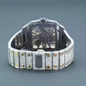 Reloj de pulsera de diamante VVS Moissanite de alta calidad para hombre, banda de acero inoxidable, movimiento de cuarzo, estilo Hip Hop helado a la venta - Product Image 4