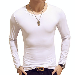 เสื้อยืดคอกลมคอวีสีทึบสำหรับผู้ชายเสื้อยืดโลโก้ OEM แบบเรียบ - Product Image 6