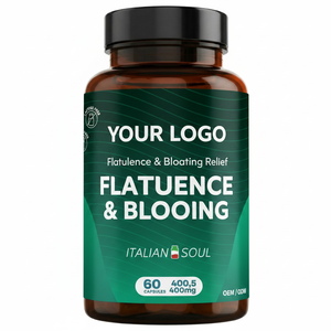 Complément Alimentaire NH Flat 60 Capsules 400mg Soulagement des Flatules et Ballonnements Rafraîchisseur d'Haleine OEM Marque Privée Fabriqué en Italie - Product Image 1