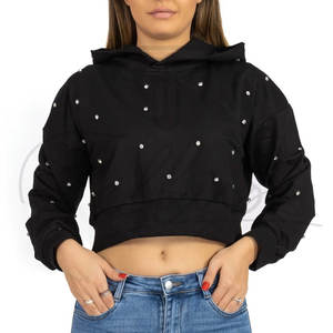 Sweat à capuche pour femme de haute qualité, nouveau style, avec strass, respirant, logo frontal, pour l'automne et l'entraînement - Product Image 2