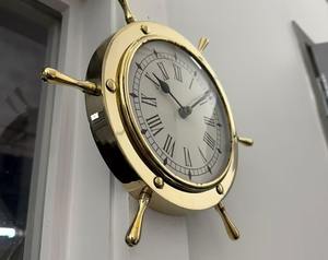 Top Antique Design Wooden Wall Clock home decoration nautical wheel wall clock Ship Wheel Porthole Clock - Product Image 4