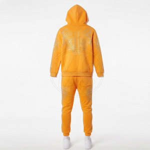 Survêtements en molleton avec strass de couleur unie 100% coton, nouveau design, survêtements en molleton avec strass pour hommes - Product Image 3