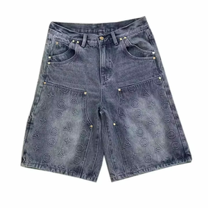 Wholesale Low MOQ Custom Made Plain Dyed Solid Casual <b>Jeans</b> Shorts for <b>Men</b> Custom Logo Latest Design 100% Polyester - Product Image 6