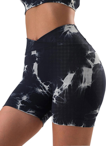 Pantalones cortos de entrenamiento para mujer, sin costuras, Scrunch, levantamiento de glúteos, V, cintura cruzada, Yoga, gimnasio, botín, pantalones cortos para correr - Product Image 2